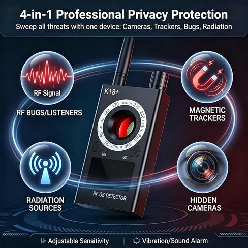 LBO Professional Hidden Camera Detector, AI Anti-Spy Camera RF Signal Finder & WiFi Scanner Hidden Bug Listening Devices Privacy Pen Detector for GPS Trackers Office/Car Security Hotel Safety in Saudi Arabia