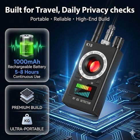 LBO Professional Hidden Camera Detector, AI Anti-Spy Camera RF Signal Finder & WiFi Scanner Hidden Bug Listening Devices Privacy Pen Detector for GPS Trackers Office/Car Security Hotel Safety in Saudi Arabia
