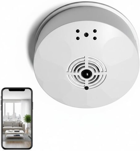 WiFi Hidden Camera Smoke Detector Cam 1080P HD with Remote View | Built-in 5000mAh Battery, Low Power Consumption, Smart PIR Motion Detection, 940nm IR Night Vision,No Audio in Kuwait