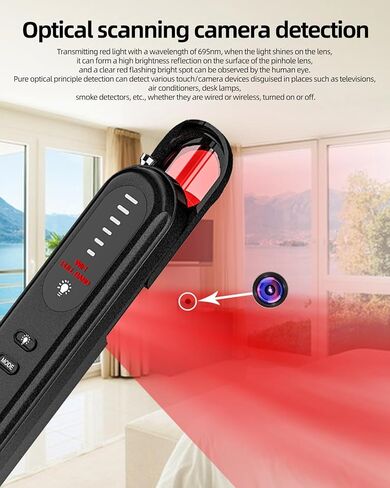 Hidden Camera Detector, Portable Anti-Spy Camera Finder with IR Lens Scanner, Wireless Rechargeable Bug Listening Device for Hotel, Office, Car, Rental House in Kuwait