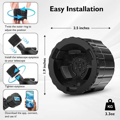 WiFi Telescope Camera Eyepiece: 64GB Electronic Eyepiece, 1.5" Screen, 1080P FHD Recording, Telescope Microscope Accessories, 28mm-50mm Planetary Camera for Astrophotography, Bird Watching, Hiking in Kuwait