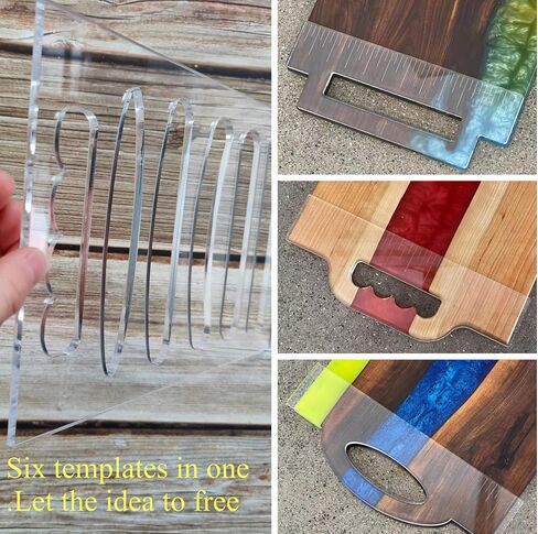 6 in1 Board Handle Router Template for Woodworking 1/4'' Thick DIY Router Template Grab Handle Acrylic Inlay Template Decorative Guide, Transparent in Kuwait