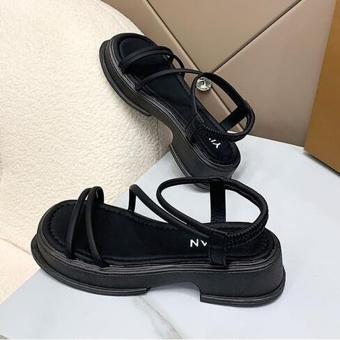 Summer Women Fairy Style Platform Sandals Cross Strap Slip On Fashion Roman Shoes Versatile Casual Beach Shoes in Kuwait