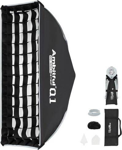 Ambitful Q1 Quick Release Softbox, with Mini Bowens Mount, 8x22 in Strip | Strip Softbox Photography lighting modifier, With Mini Bowens Mount For NANLITE Forza 60C in Kuwait