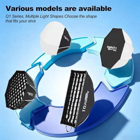 Ambitful Q1 Quick Release Softbox, with Mini Bowens Mount, 8x22 in Strip | Strip Softbox Photography lighting modifier, With Mini Bowens Mount For NANLITE Forza 60C in Kuwait