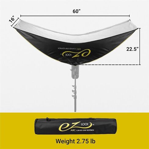 Glow EZ Lock 16x60 ARC Curved Strip Light Softbox Bowens Mount Softbox for Strobes, Monolights & Other Lights Transforms into Curved Reflector Strip Light Soft Box with White Curved Diffuser Screen in Kuwait