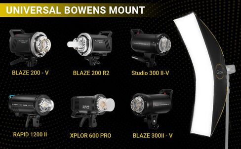 Glow EZ Lock 16x60 ARC Curved Strip Light Softbox Bowens Mount Softbox for Strobes, Monolights & Other Lights Transforms into Curved Reflector Strip Light Soft Box with White Curved Diffuser Screen in Kuwait