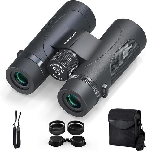12x42 High Powered Binoculars for Adults, IPX7 Waterproof Long Range | HD Optical Imaging, BAK4 Prism, Lightweight Durable Aluminum Alloy Body, Ideal for Bird Watching, Hunting & Cruise Ship in Kuwait