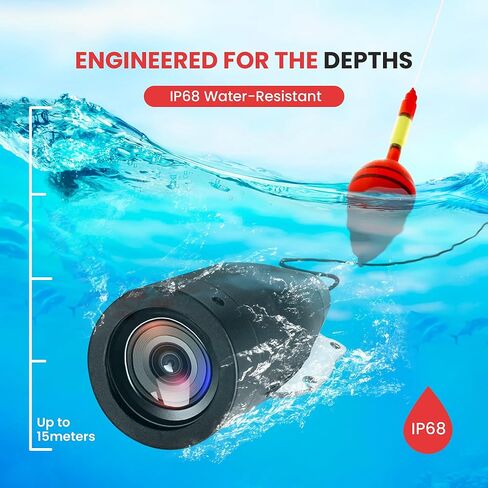 Pyle, Underwater Fishing Camera, LCD Monitor, Night Vision, 7-inch TFT, IP68 Water Resistant, Infrared LED, Removable Sun-Visor, 12V Li-ion Battery, 4500 mAh, Waterproof Suitcase, 50m Cable in Saudi Arabia