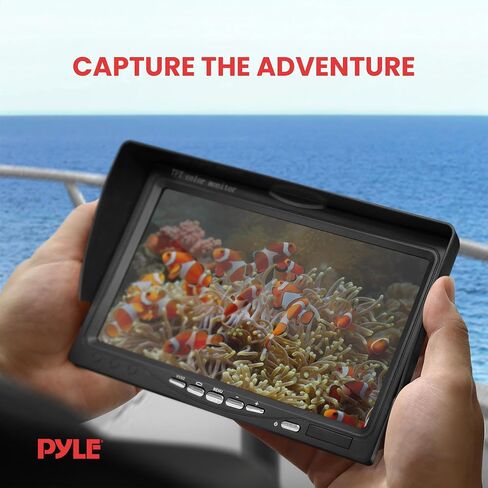 Pyle, Underwater Fishing Camera, LCD Monitor, Night Vision, 7-inch TFT, IP68 Water Resistant, Infrared LED, Removable Sun-Visor, 12V Li-ion Battery, 4500 mAh, Waterproof Suitcase, 50m Cable in Saudi Arabia