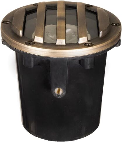 VOLT 12V 3-in-1 Waterproof IP68 Mini in-Grade Light (Grated Top) | Low Voltage, Cold Forged Brass Top, Lamp Ready, PVC Body, Glass Lens, Use Underwater In-Grade or As a Well Light in Saudi Arabia