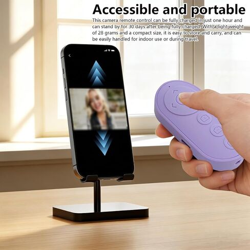Upgraded Bluetooth Camera Remote with Zoom - Compatible with i-Phone Android Smartphones - Purple in Kuwait