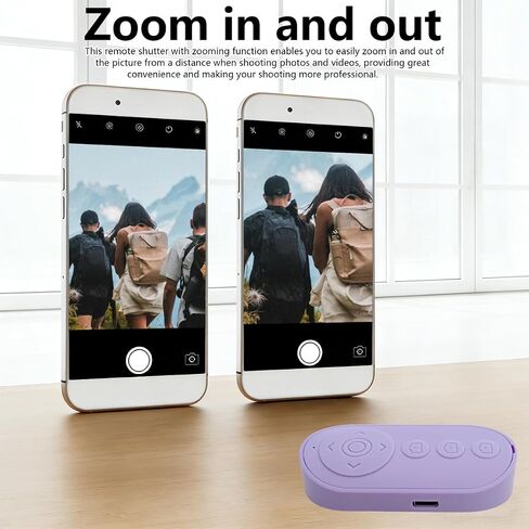 Upgraded Bluetooth Camera Remote with Zoom - Compatible with i-Phone Android Smartphones - Purple in Kuwait