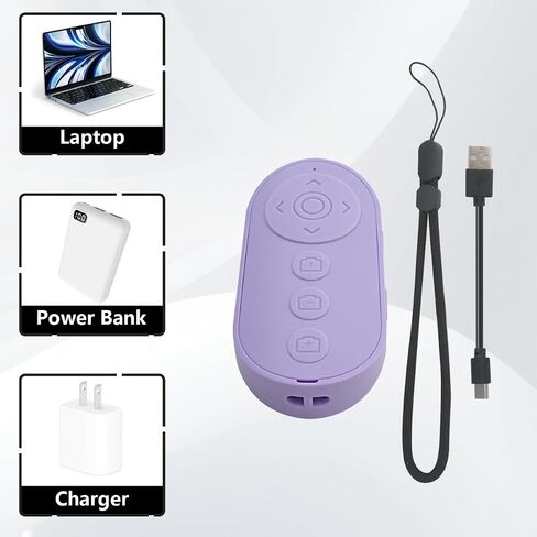Upgraded Bluetooth Camera Remote with Zoom - Compatible with i-Phone Android Smartphones - Purple in Kuwait
