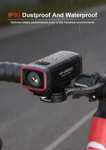 AKEEYO AKY-710S Bike Camera with Mount, 4K 28fps, 2K 55fps, Wide-Angle 142°,IP67,5MP,Loop & Emergency Recording,Parking Monitor,Bicycle,Outdoor Sports,Rechargeable,GPS,64GB Card Included in Kuwait