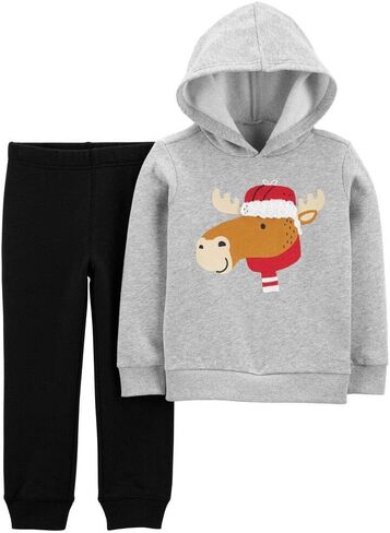 2-Piece Moose Hoodie & Jogger Set (12 Months) Gray in Kuwait