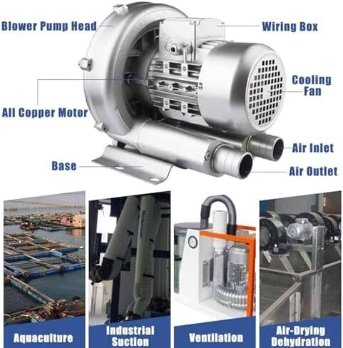 High-Pressure Regenerative Vortex Blower,Regenerative Blower Industrial Vacuum Pump for Sewage Aeration Aquarium Hydroponics and Aquaculture Applications，（370w） in Kuwait