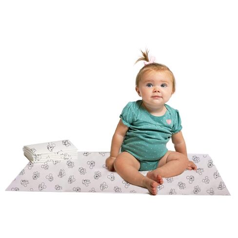 Disney Baby by J.L. Childress Disposable Changing Pads for Babies - Diaper Changing Table Covers, Baby Travel Essentials, Absorbent Liner Pads, Leak-Resistant, 26"x18"- Mickey & Minnie Mouse, 24 Count in Kuwait