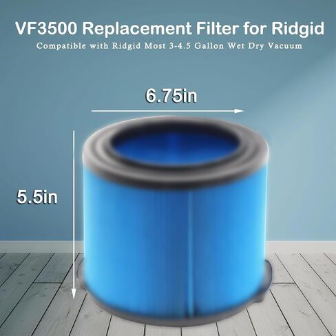 VF3500 Filter for Ridgid Shop Vac 3/4/4.5 Gallon Wet Dry Vacuums | Compatible with WD3050, WD4070, WD4080, WD4522, WD 4050, 4000RV, 4500RV Vacuums, Includes 2 VF3500 Filters & 4 Filter Bags in Kuwait