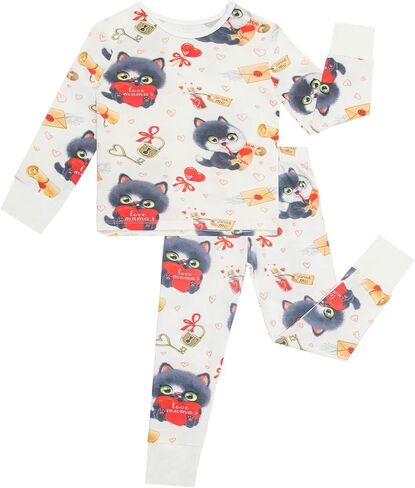 hibshaby Kids Rayon of Bamboo Top and Bottom Set - Long Sleeve Outfit with Cute Animal Print in Kuwait