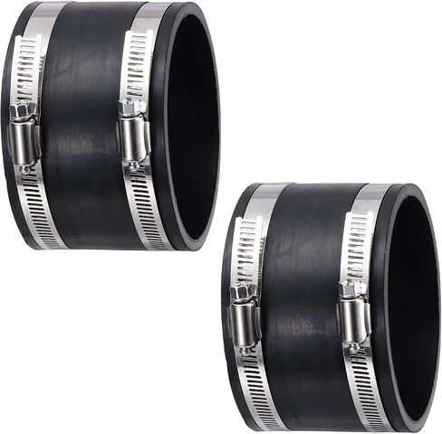 Dust Control Flex Cuff with Stainless Steel Hose Clamps - [4"/100mm] 2Pcs Rubber Cuff Coupler Hose Connector Clamp for Woodworking Dust Collection Fittings in Kuwait