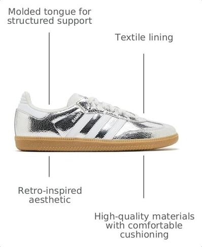 adidas Originals Samba Womens Sneaker, Silver Metallic/Footwear White/Core White, Size 6 in Kuwait