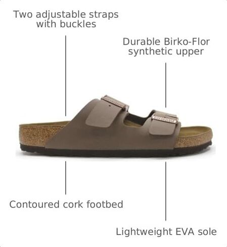 Birkenstock Mens Arizona Leather Open Toe Slip On Slippers, Mocha, Size 11.0 in Kuwait