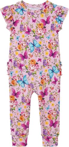 Bamboo Viscose Baby Girls Romper Ruffle Cap Sleeve Jumpsuit | Snap Closure, Soft Breathable Infant Clothes, Hypoallergenic Newborn Summer Outfit in Kuwait