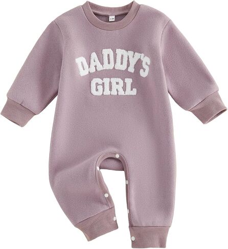Newborn Baby Girl Fall Outfit Romper Jumpsuit Warm Infant Clothes | Letter Embroidery Bodysuit Fleece Lined Winter Clothes in Kuwait