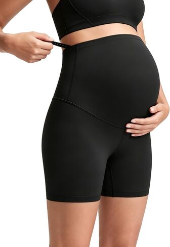 Maternity Shorts Over The Belly - 5" Biker Shorts for Pregnancy Workout Yoga Athletic Casual Lounge in Kuwait