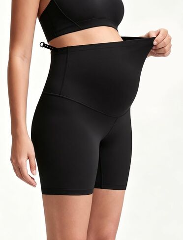 Maternity Shorts Over The Belly - 5" Biker Shorts for Pregnancy Workout Yoga Athletic Casual Lounge in Kuwait
