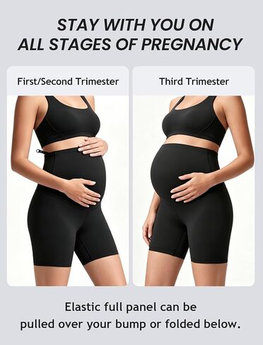 Maternity Shorts Over The Belly - 5" Biker Shorts for Pregnancy Workout Yoga Athletic Casual Lounge in Kuwait
