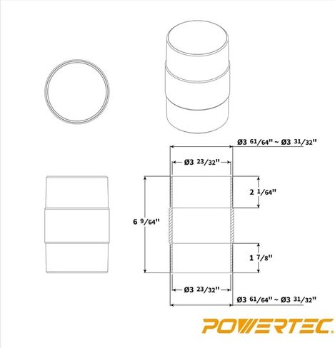 POWERTEC 70123V 4-Inch Dust Hose Connector w/Quick Connect Splice Adapter, ABS Plastic in Kuwait