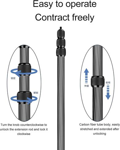 Camera Extension Pole 4 Sections Telescopic, Camera Monopod Selfie Stick with Dual 1/4in Thread, Adjustable Carbon Fiber Boom Arm for DSLR Action Camera, 17.9 to 61in in Kuwait