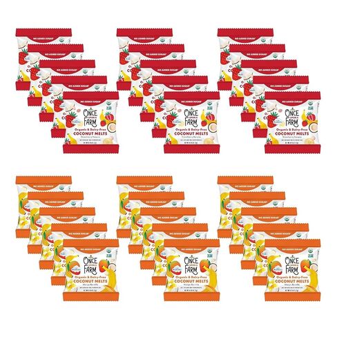 Once Upon a Farm Organic Coconut Melts Variety Pack, 30 Ct, Dairy Free | Once Upon A Farm Organic Coconut Melts Variety Pack with Probiotics, Strawberry, Mango, Dairy Free, Non GMO, .25 oz, 30ct in Kuwait