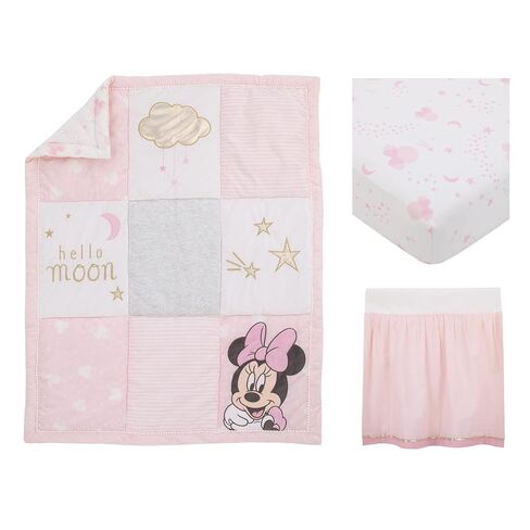 Disney Minnie Mouse Twinkle Twinkle Minnie Pink, White and Metallic Gold 3 Piece Crib Bedding Sete Twinkle Minnie Pink, White and Metallic Gold 3 Piece Crib Bedding Set in Kuwait