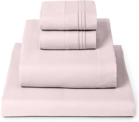 Mellanni Iconic 4-Piece, Ultra Soft Sheet Set (Queen, Blush Pink) | 10M+ Sleepers. Lab-tested: Sleeps Cool, Stays Bright, Strong, Smooth. Good Housekeeping Best Bedding, 7 yrs running. in Kuwait