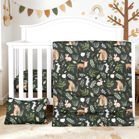 JISEN 3 Piece Crib Bedding Set Soft Baby Crib Bedding Set Construction Trucks Crib Comforter Set - Comforter Sheet Pillowcase Nursery Bedding Sets for Baby Girls or Boys in Saudi Arabia