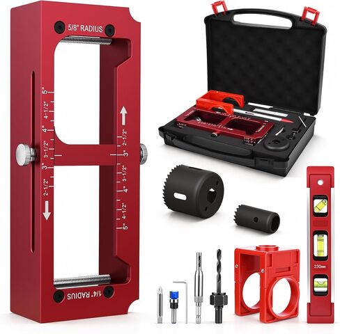 Door Hinge Jig Kit with Lock Installation, Aluminum Alloy Template with Hard Shell Storage Case, Professional Door Hinge Mortising Tool Set for Woodworkers, Includes All Bits & Accessories in Kuwait