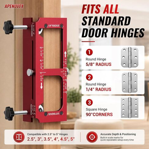 Door Hinge Jig Kit with Lock Installation, Aluminum Alloy Template with Hard Shell Storage Case, Professional Door Hinge Mortising Tool Set for Woodworkers, Includes All Bits & Accessories in Kuwait