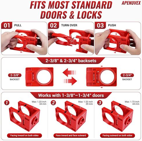 Door Hinge Jig Kit with Lock Installation, Aluminum Alloy Template with Hard Shell Storage Case, Professional Door Hinge Mortising Tool Set for Woodworkers, Includes All Bits & Accessories in Kuwait