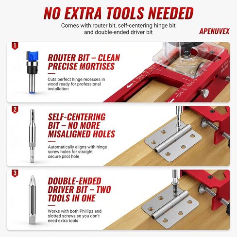 Door Hinge Jig Kit with Lock Installation, Aluminum Alloy Template with Hard Shell Storage Case, Professional Door Hinge Mortising Tool Set for Woodworkers, Includes All Bits & Accessories in Kuwait