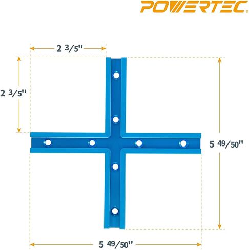 POWERTEC 71704 3" T-Track Intersection Kit with Predrilled Mounting Holes & Wood Screws, 2 Sets, For Universal T track, Aluminum T Track Accessories for Woodworking Jigs and Fixtures in Kuwait
