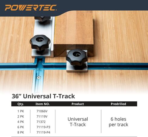 POWERTEC 71704 3" T-Track Intersection Kit with Predrilled Mounting Holes & Wood Screws, 2 Sets, For Universal T track, Aluminum T Track Accessories for Woodworking Jigs and Fixtures in Kuwait