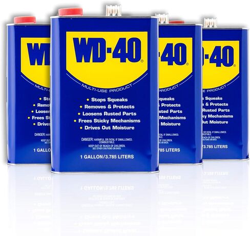 WD-40 Original Formula, Multi-Use Product, One Gallon [4-Pack] | Drives Out Moisture, Prevents Rust and Corrosion, Frees Stuck Parts, Removes Grease and Grime, Lubricates Hinges in Kuwait
