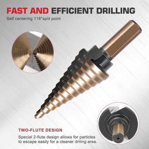 5Pcs Step Drill Bit & 5Pcs Countersink Drill Bit Set | Titanium Coated, 50 Sizes for Metal with Aluminum Case, Multiple Hole Stepped Up Bits for DIY in Kuwait