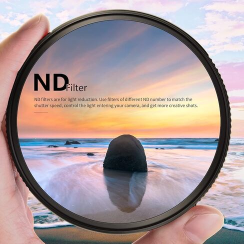 NEEWER 58mm ND Filter ND1000 10 Stops Neutral Density Filter Multi Layer Nano Coated/HD Optical Glass/Water Repellent/Scratch Resistant/Ultra Slim Black Matte Aluminum Alloy Frame for Long Exposure in Kuwait