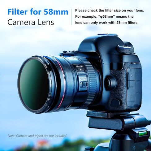 NEEWER 58mm ND Filter ND1000 10 Stops Neutral Density Filter Multi Layer Nano Coated/HD Optical Glass/Water Repellent/Scratch Resistant/Ultra Slim Black Matte Aluminum Alloy Frame for Long Exposure in Kuwait