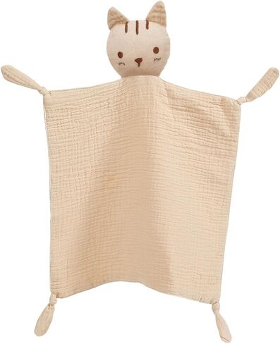 insular Lovey Blanket for Boys and Girls, Organic Cotton Muslin Security Blanket for Babies, Soft Breathable Lovie Soothing Towel for Newborn and Infant, Pink Cat in Kuwait