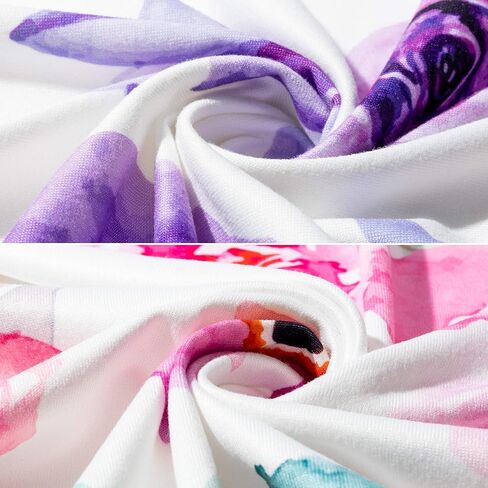 R HORSE 2 Pack Newborn Baby Swaddle Blankets Headband Sets | Pink Purple Floral Pattern Receiving Blanket, Matching Headband, Baby Shower Birthday Newborn Gift ( 0-3 Months) in Kuwait